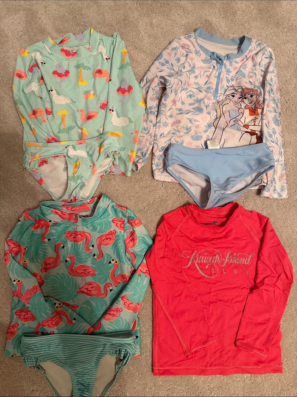 3- 4T Girls two piece bathing suits and Kiawah Island Club rash guard